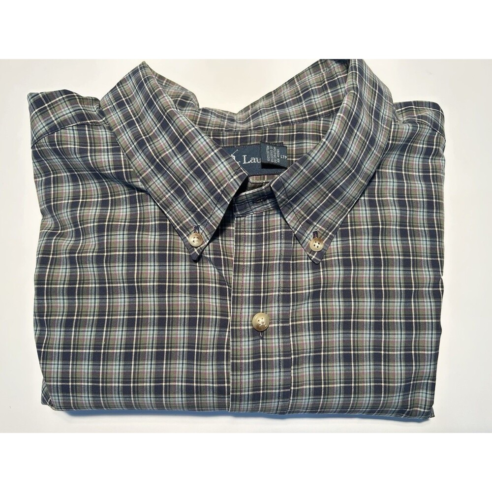 Ralph Lauren Men’s Classic Fit Dress Shirt Blue Green Plaid Size XXL 2XL 18/39
